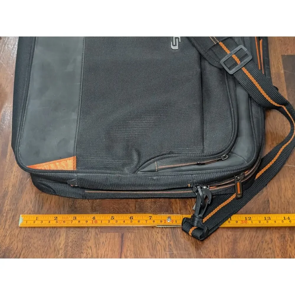 Solo Laptop Briefcase Black Orange Messenger Bag Travel Work Case